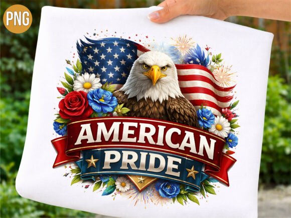 American Pride Eagle Floral PNG: Bold Digital Art