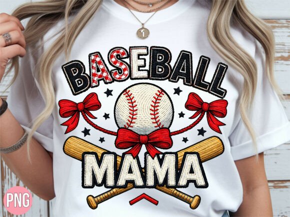 Baseball Mama Red Bows Sports PNG Shirt Design
