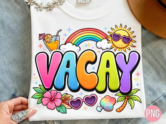 Colorful Vacay Rainbow Summer Sun PNG for Designs