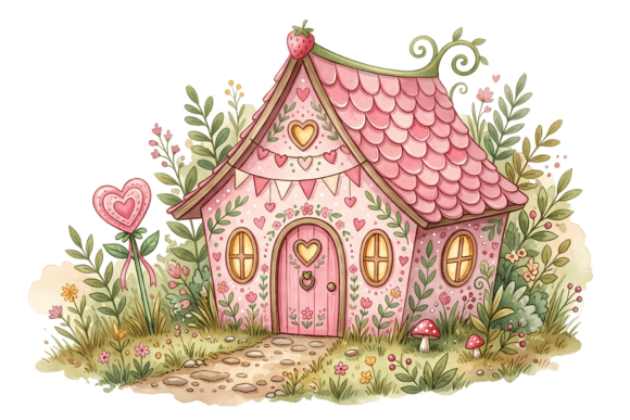 Designing Magic: The Pink House Fairy Garden PNG