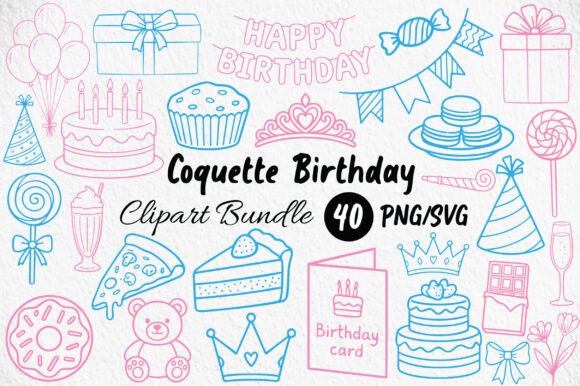 Elevate Your Celebration Designs with Coquette Birthday Clipart