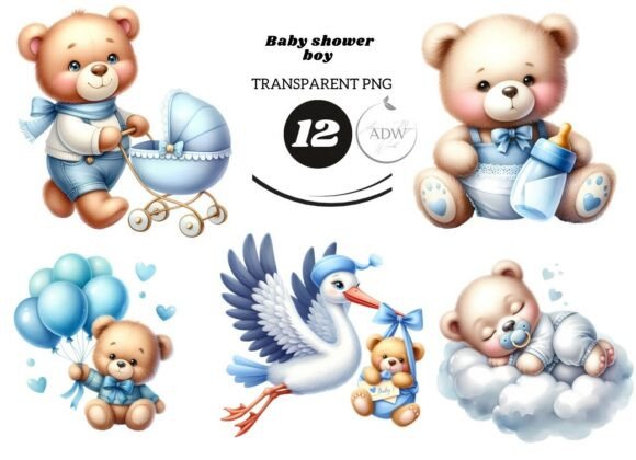 Elevating Baby Shower Boy Designs with Soft Watercolor Clipart