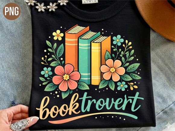 Elevating Your Creative Brand with the Booktrovert Floral Reader Design PNG