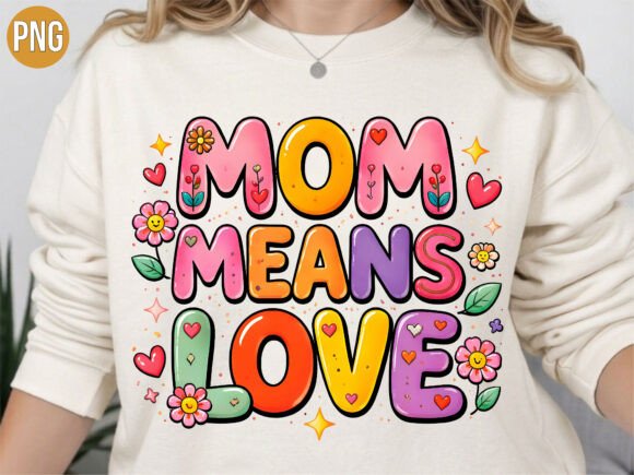 Evaluating the Mom Means Love Retro Groovy Flowers PNG for Modern Creative Projects