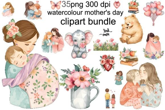 Evaluating Watercolor Mother's Day Cute Clipart PNG for Heartfelt Design Projects