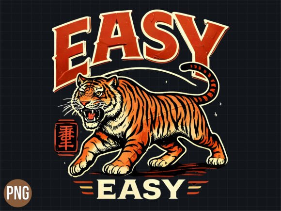 Fierce Tiger Easy Retro T-Shirt PNG for Creators