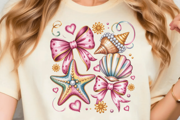 Floral Coquette Seashell PNG for Crafts