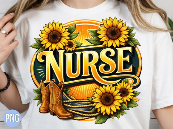 Integrating the Western Cowgirl Sunflower Nurse PNG into Professional Design Workflows