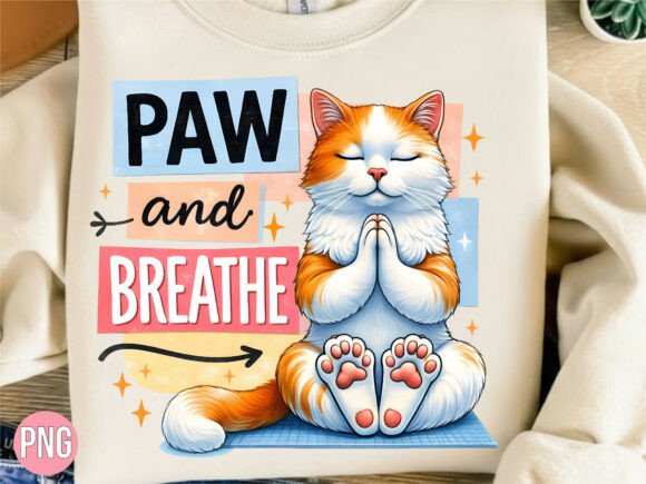 Integrating the Yoga Cat Paw and Breathe Shirt PNG into Your Creative Workflow
