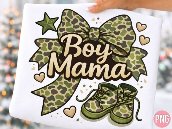 Unleash Your Creativity with the Boy Mama Camo Bow Baby Shoes Shirt PNG