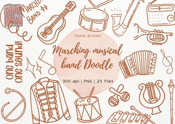 Unleashing Creativity with Marching Musical Band Doodle Hand Drawn Art